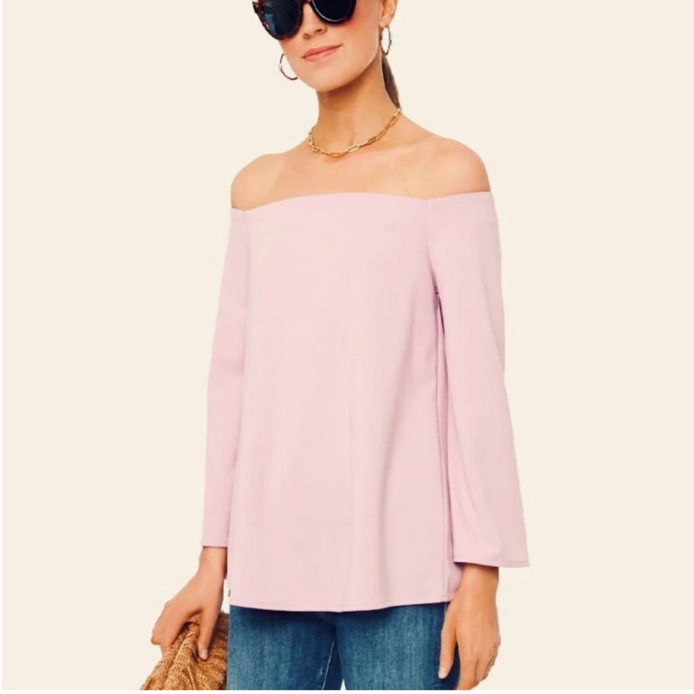 Tuckernuck Off-Shoulder Blouse in Light Pink
